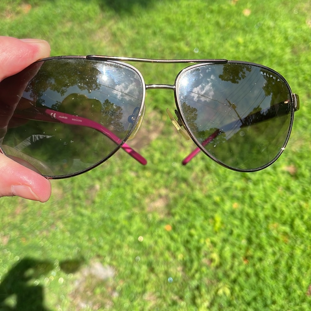 Ralph Lauren Gold Aviator Sunglasses with Black Case - Picture 11 of 12